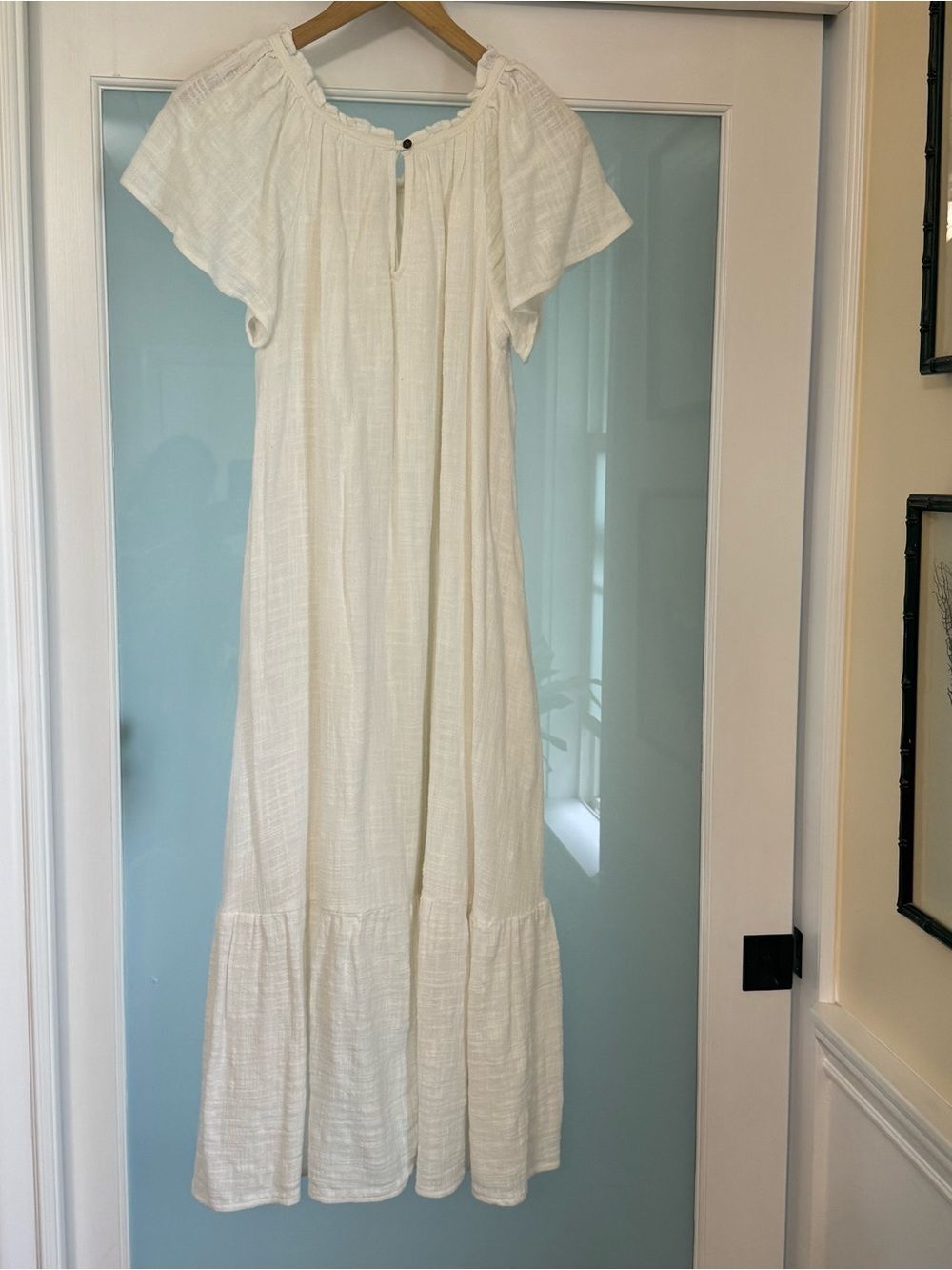 Maeve Off-White Ruffle-Neck High-Low Maxi Dress - Picture 5 of 13